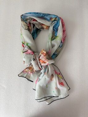 Watercolor Bunny Scarf Storybook Rabbit Long Luxury Wrap Rare Whimsical